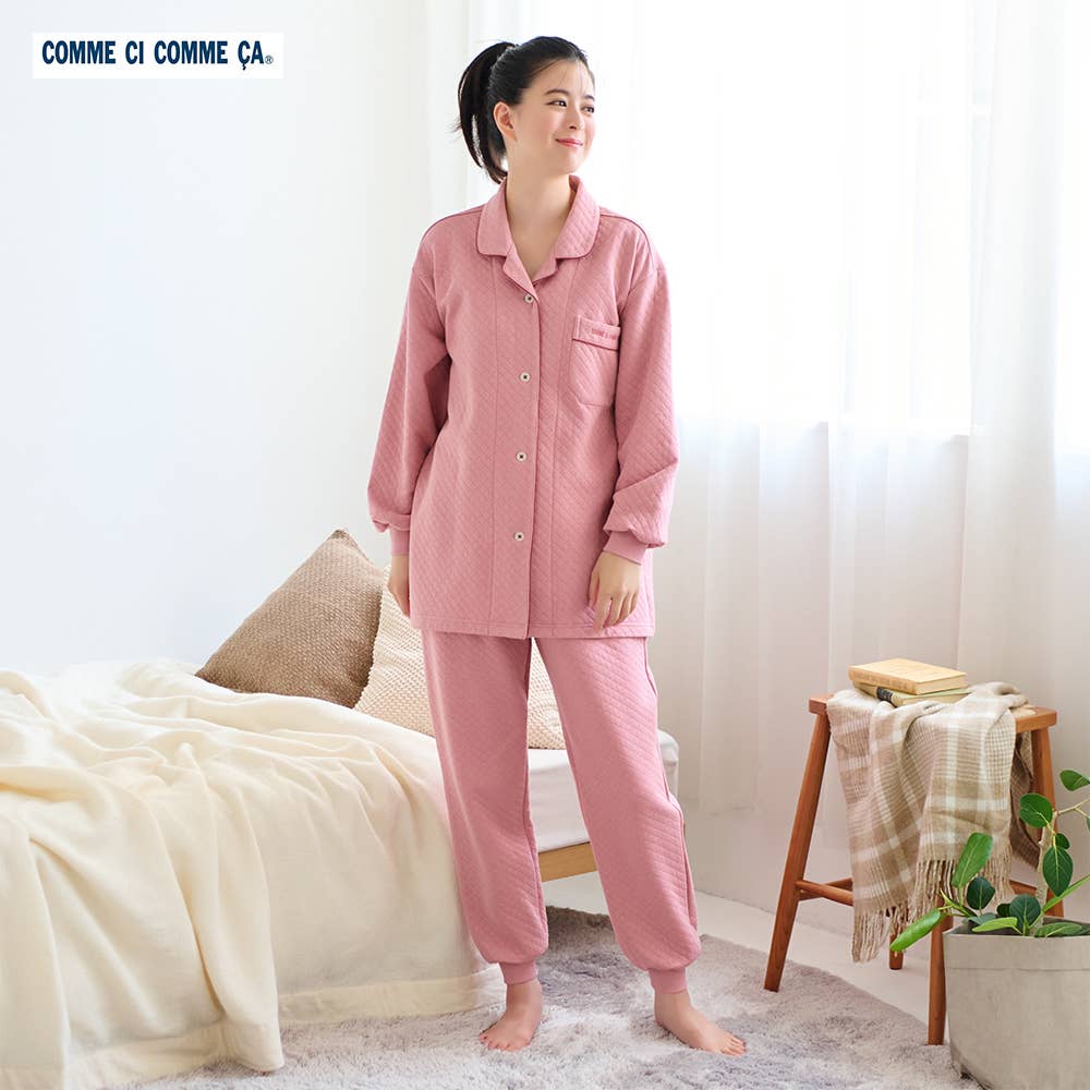 【表裏綿100％】ダイヤキルト 長袖長パンツ パジャマ【SALE】